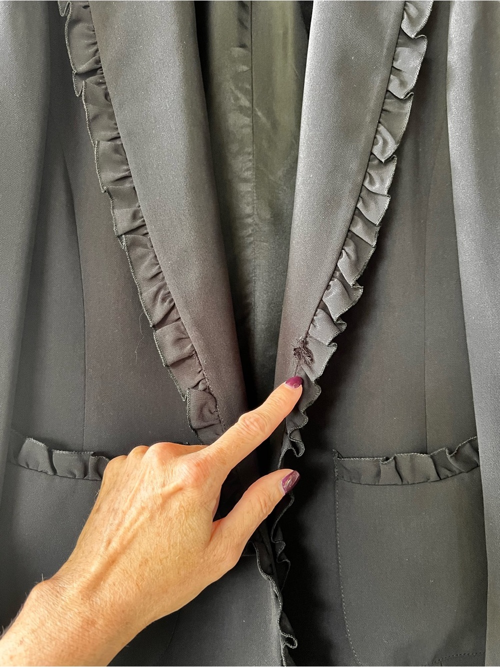 FAIK SÖNMEZ Black Ruffle Trim Tailored Blazer Jacket Size 42 - Picture 5 of 9